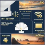 XO HY300 PRO 2025 Smart 4K Portable Mini Projector, Auto Keystone Correction, - Image 7